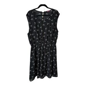 Modcloth | Ixia Sheath Dress Hummingbird Print Sleeveless Elastic Waist Size 2X